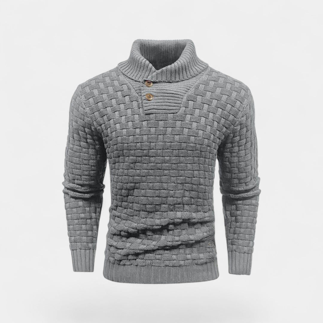 Riche | Col roulé homme coton - Coupe slim détail bouton