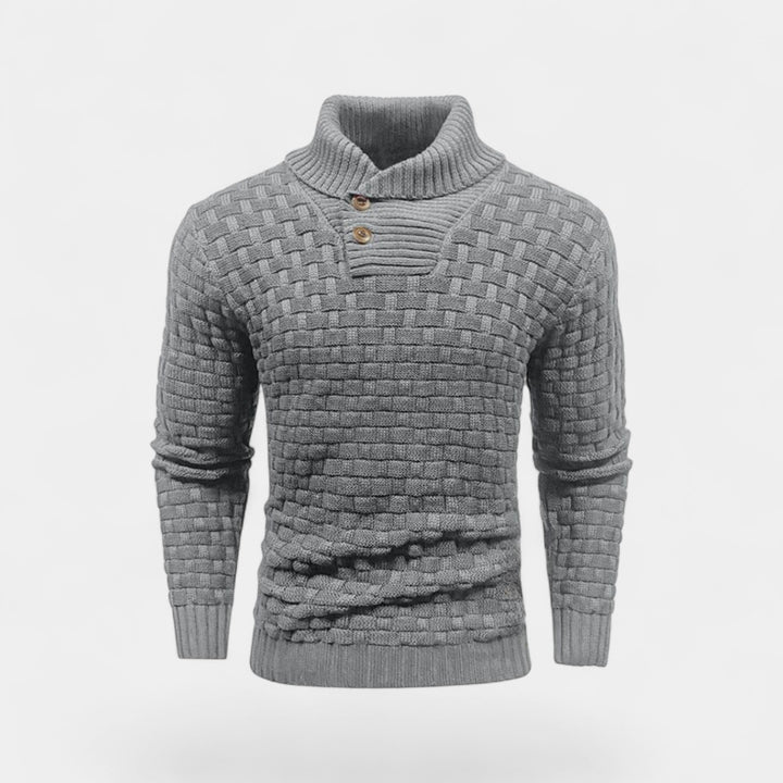 Riche | Col roulé homme coton - Coupe slim détail bouton