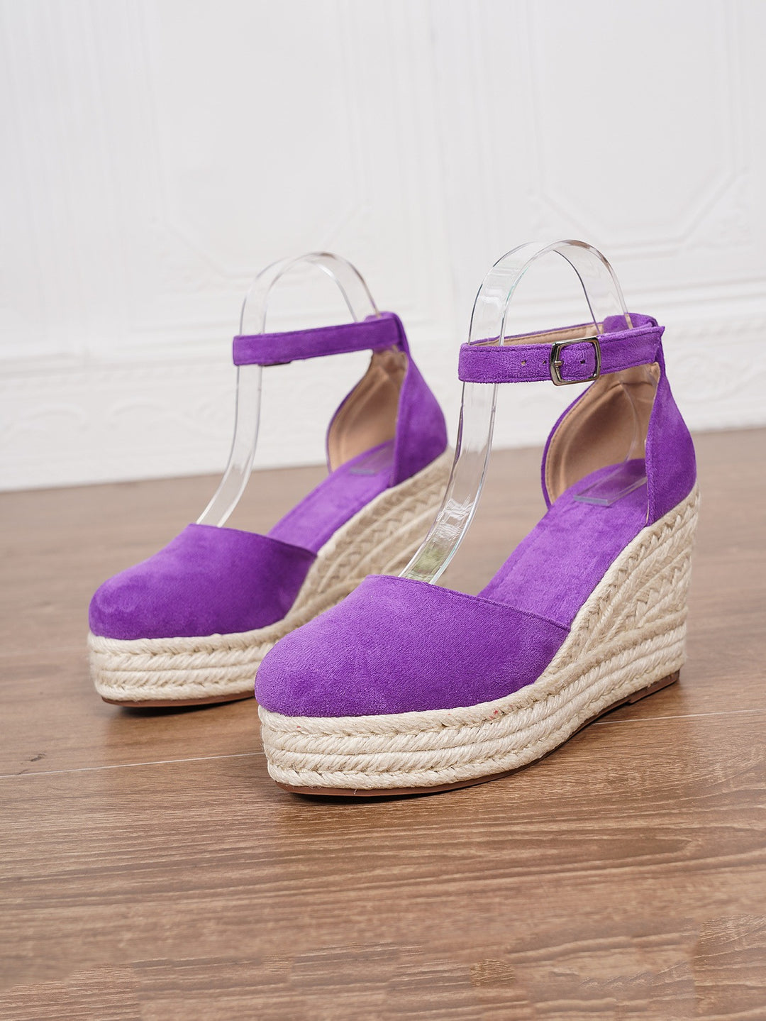 Sandales plateforme femme en suède – Bride cheville
