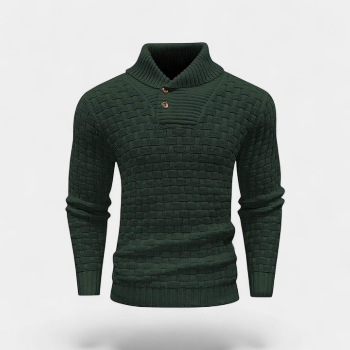 Riche | Col roulé homme coton - Coupe slim détail bouton