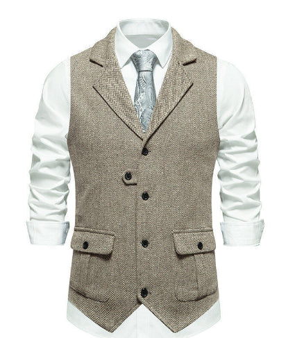 Gilet Homme Coton Motif Chevron – Coupe Ajustée Boutonnage Simple
