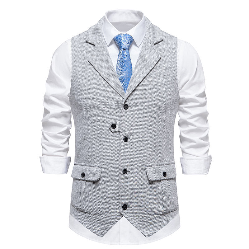 Gilet Homme Coton Motif Chevron – Coupe Ajustée Boutonnage Simple