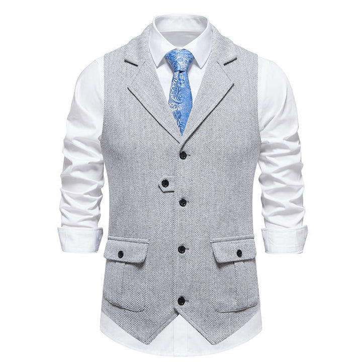 Gilet Homme Coton Motif Chevron – Coupe Ajustée Boutonnage Simple