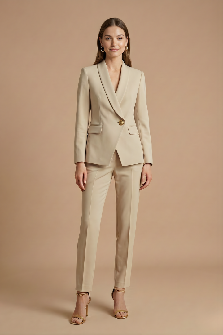 Women's Two-Piece Suit – Slim-Fit Blazer and Straight-Leg Pants