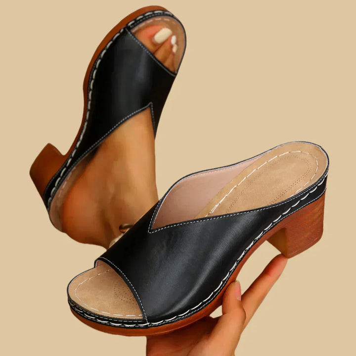 Sandalen mit Absatz für Damen – hinten offen, leicht anzuziehen