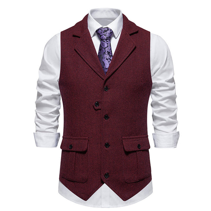Gilet Homme Coton Motif Chevron – Coupe Ajustée Boutonnage Simple