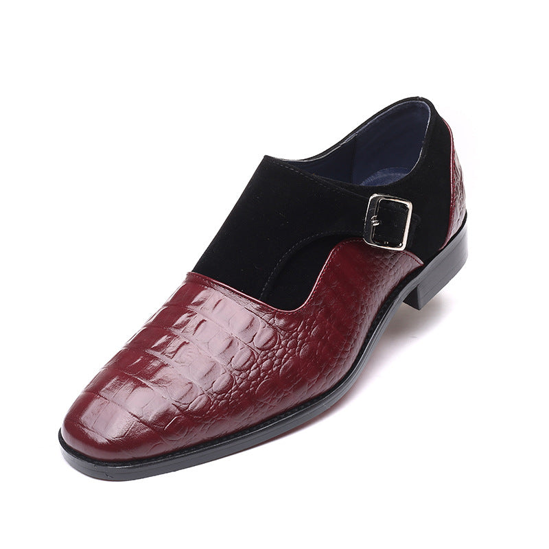 Chaussures Habillées Homme à Bride Moine en Cuir – Bout Carré Gaufré Croco