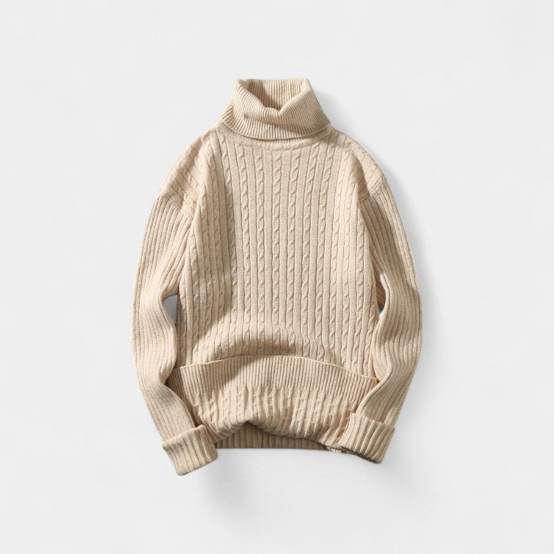 Riche | Pull col roulé homme en – élégance torsadée