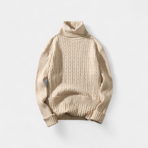 Riche | Pull col roulé homme en – élégance torsadée