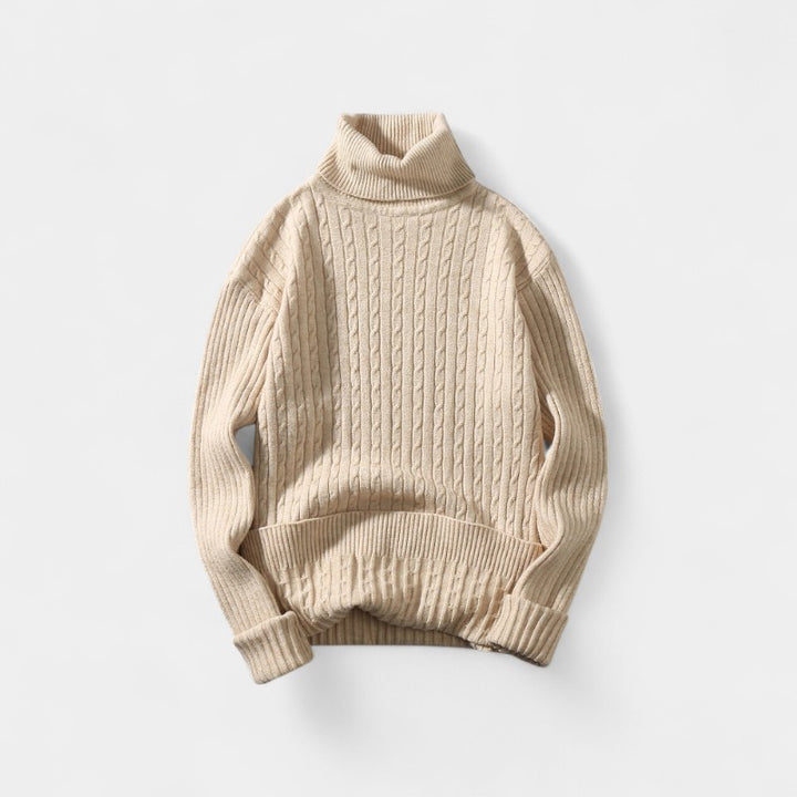 Riche | Pull col roulé homme en – élégance torsadée