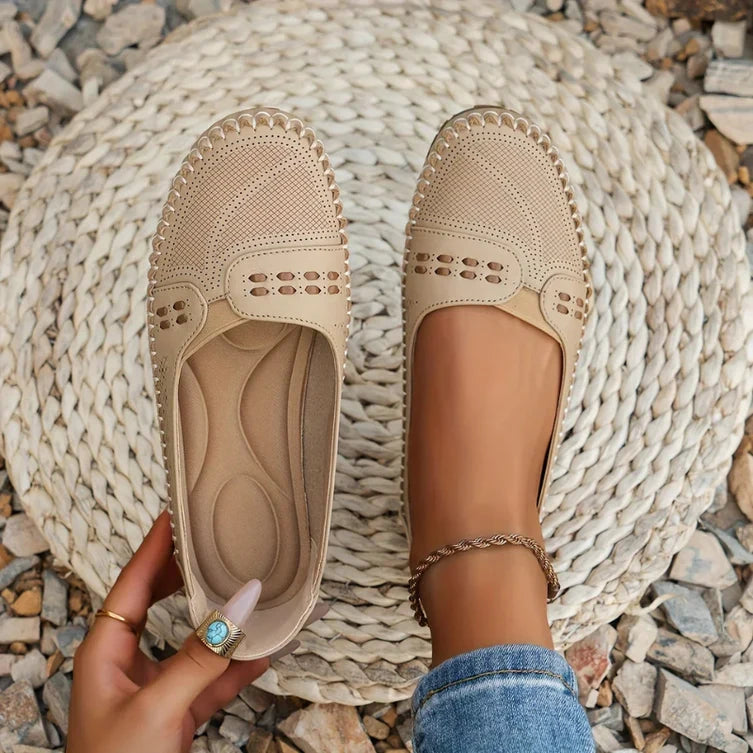 Mocassins Femme Orthopédiques – Enfilage Facile Matière Mate Bout Rond Plat