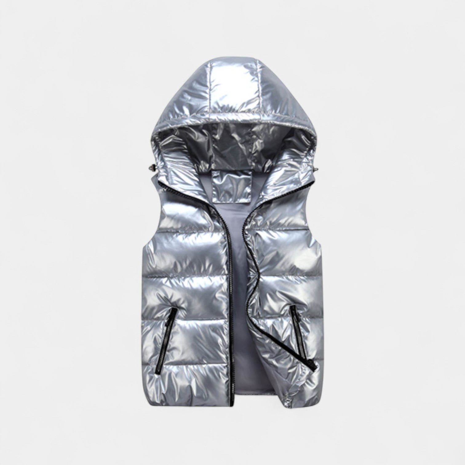 Riche | Gilet sans manches capuche homme coton brillant – doudoune élégante