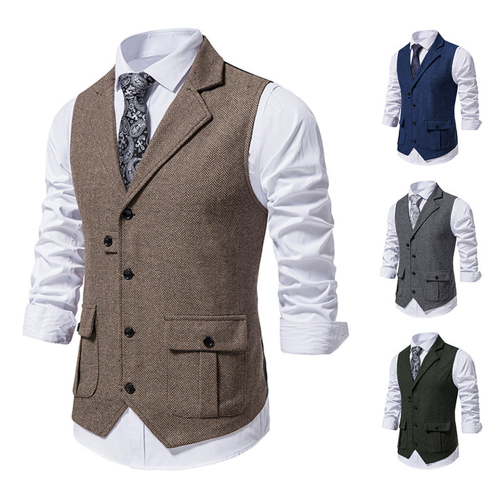 Gilet Homme Coton Motif Chevron – Coupe Ajustée Boutonnage Simple