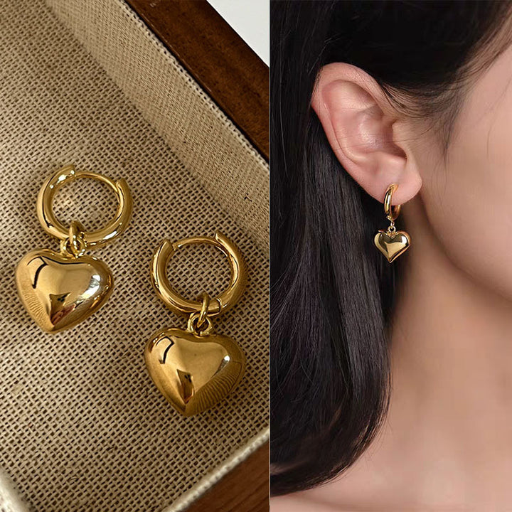 Boucles d’Oreilles Créoles Cœur pour Femme – Légères Fermoir Articulé