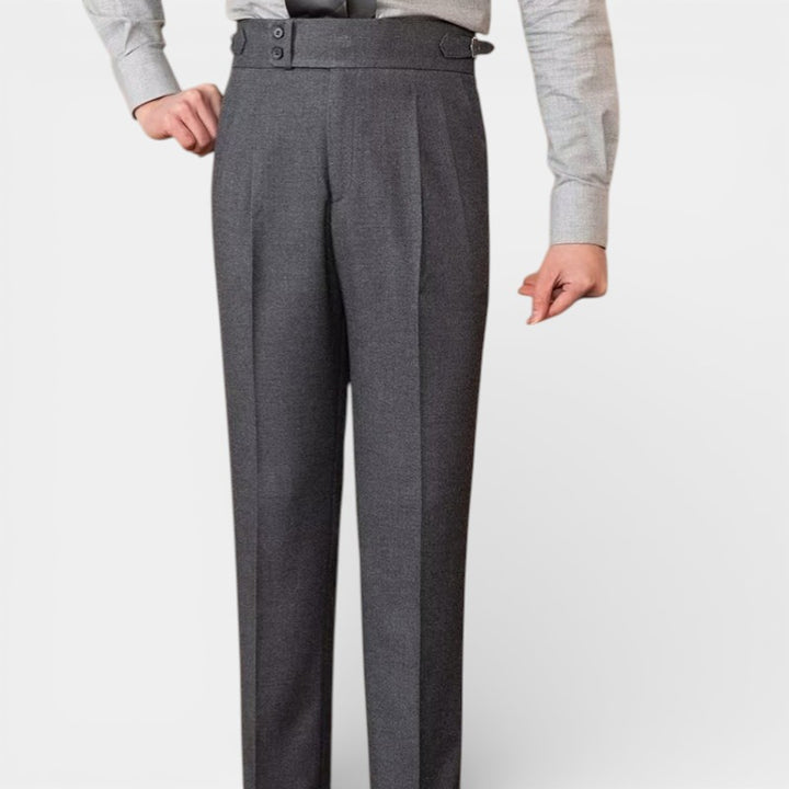 Pantalon de Costume Homme Taille Haute Jambe Droite – Coupe Tailleur | Tissu Structuré