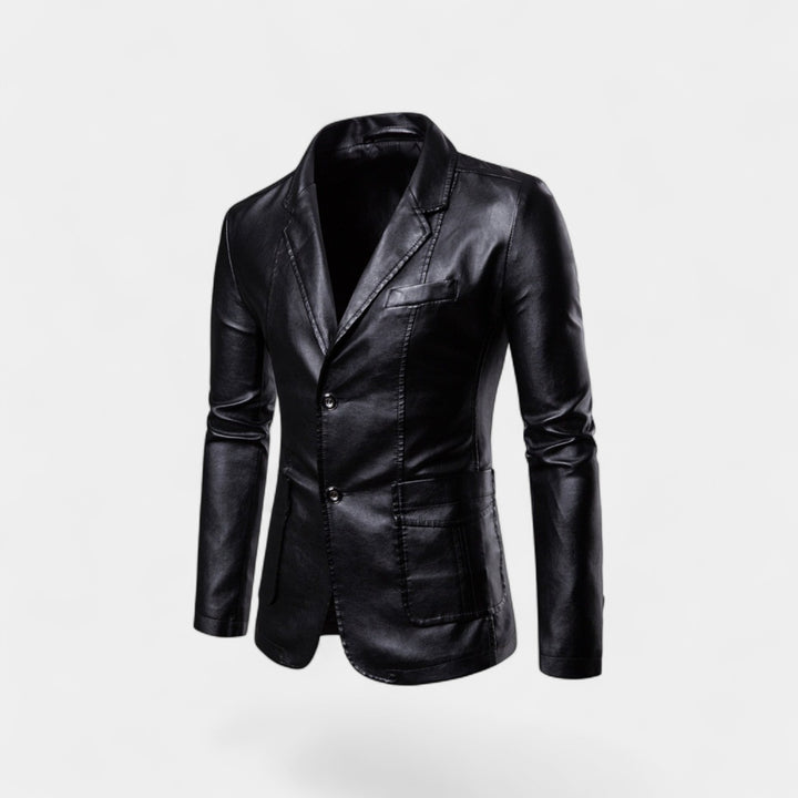 Riche | Herren-Lederblazer – Slim Fit mit geknöpftem Revers