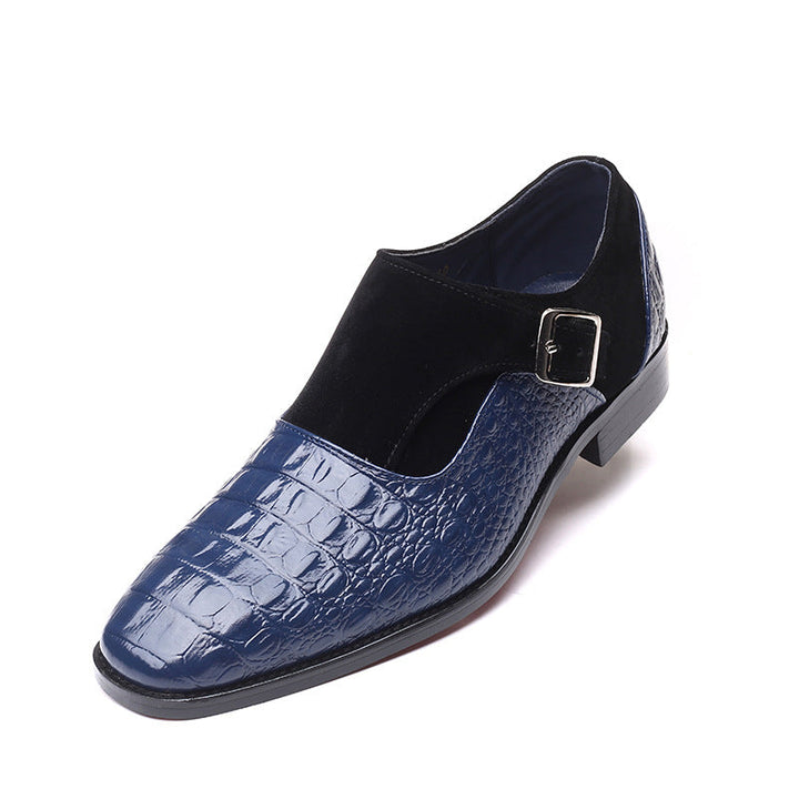 Chaussures Habillées Homme à Bride Moine en Cuir – Bout Carré Gaufré Croco