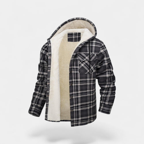 Riche | Manteau bûcheron homme doublé polaire – plaid à capuche classique moderne