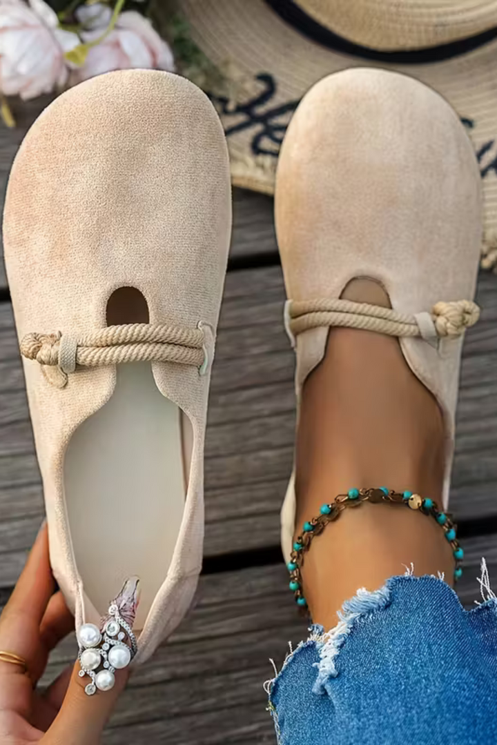 Damenschuhe aus Wildleder zum Hineinschlüpfen – flache, flexible Sohle, niedriger Schnitt