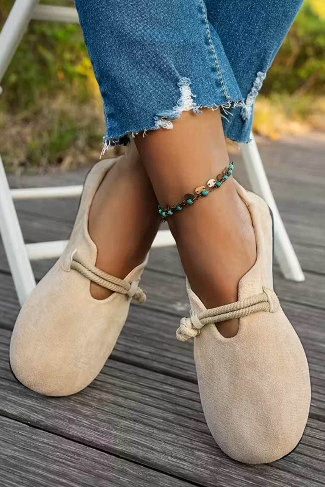 Damenschuhe aus Wildleder zum Hineinschlüpfen – flache, flexible Sohle, niedriger Schnitt