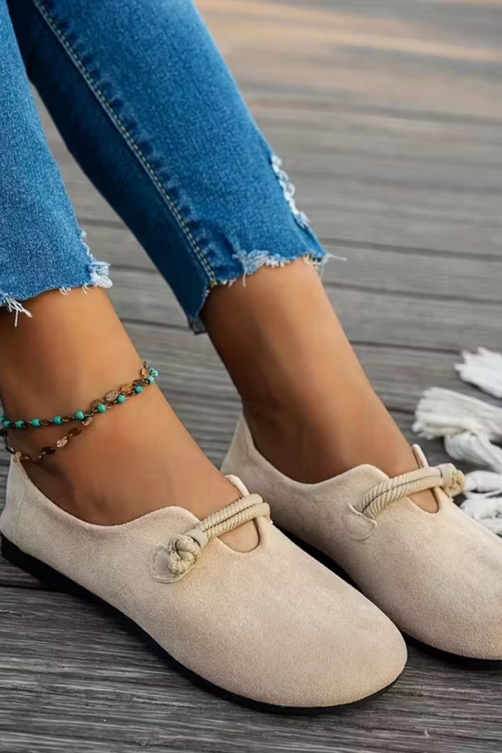 Damenschuhe aus Wildleder zum Hineinschlüpfen – flache, flexible Sohle, niedriger Schnitt