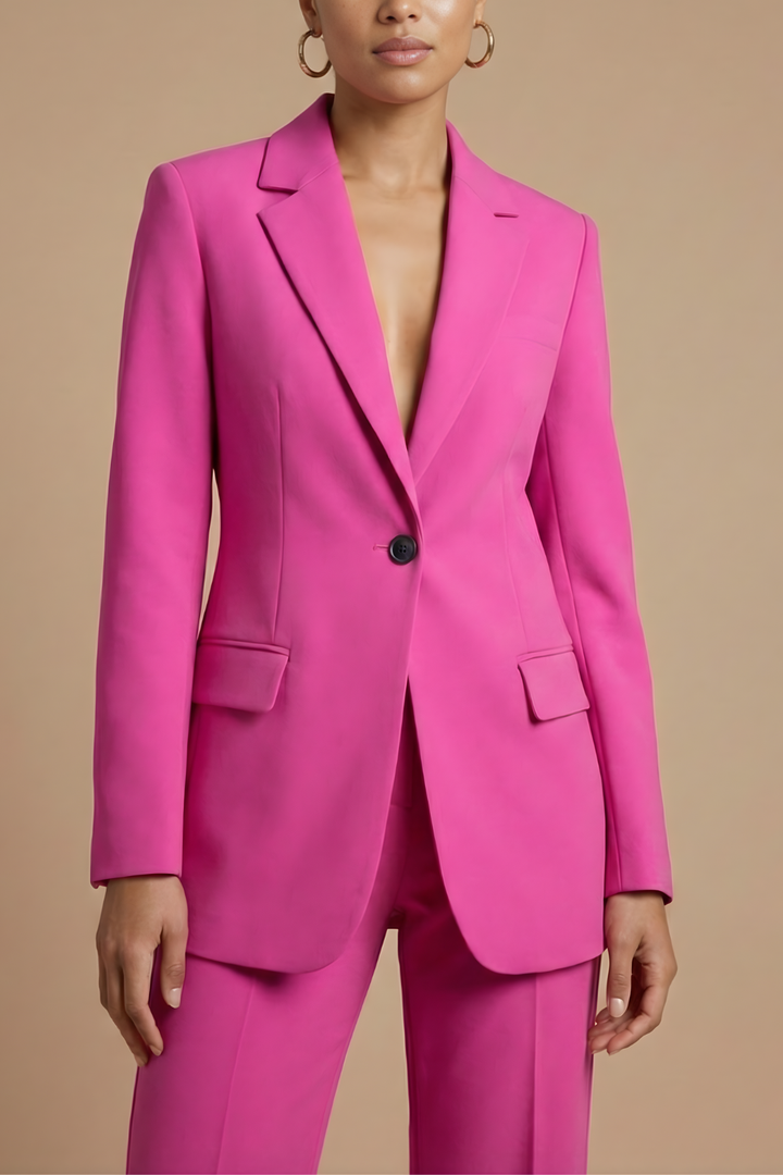 Damen-Set aus Blazer und weit geschnittener Hose – Taillierte Passform mit einem Knopf