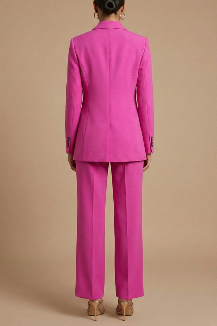 Damen-Set aus Blazer und weit geschnittener Hose – Taillierte Passform mit einem Knopf