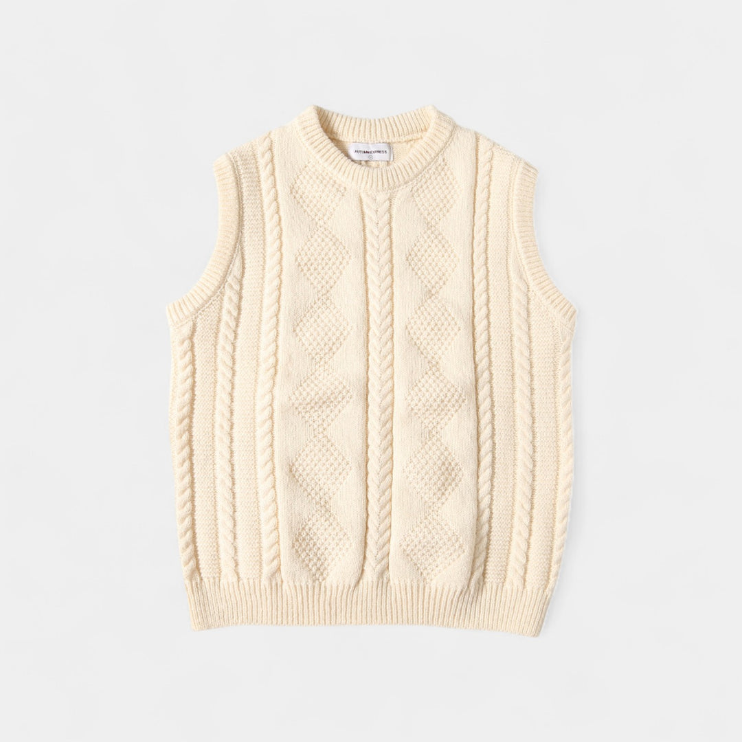 Riche | Men's cable-knit sweater - Quarter-length sleeves with refined buttons