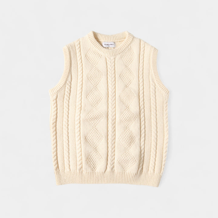 Riche | Men's cable-knit sweater - Quarter-length sleeves with refined buttons