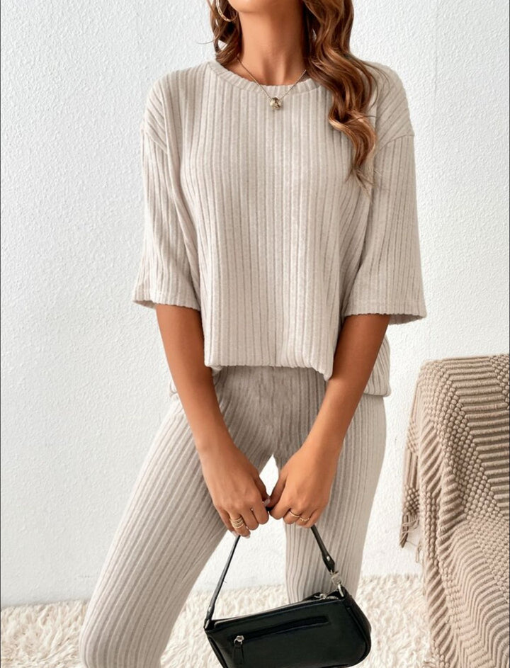 Ensemble Lounge Coton Femme – Côtelé Coupe Décontractée
