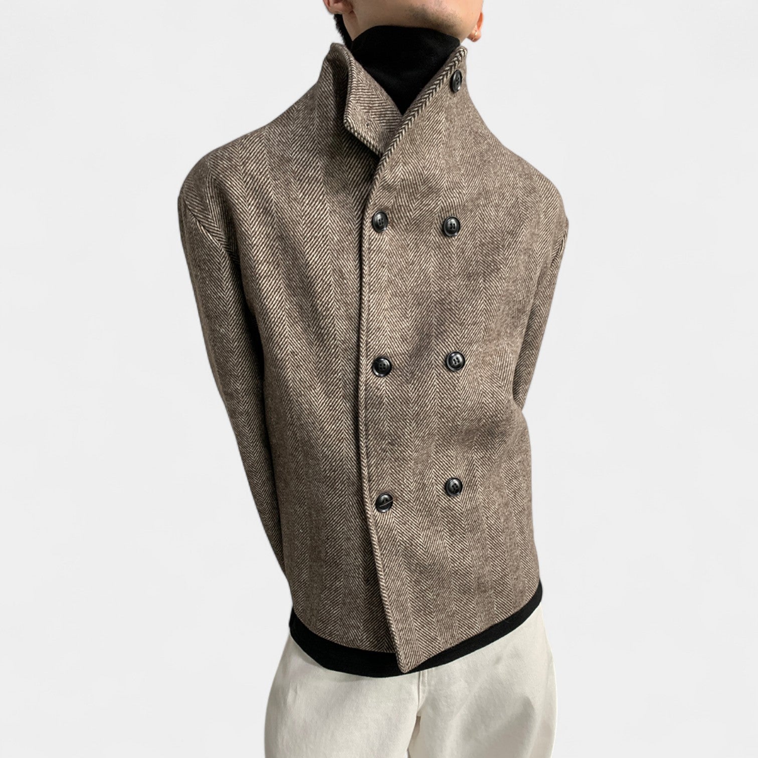 Riche | Trenchcoat homme croisé en laine mélangée – mi-long, raffiné, silhouette intemporelle