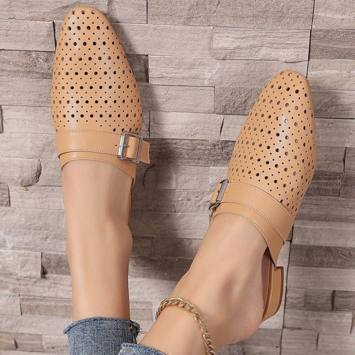 Women's Leather Mules – Single Buckle Strap