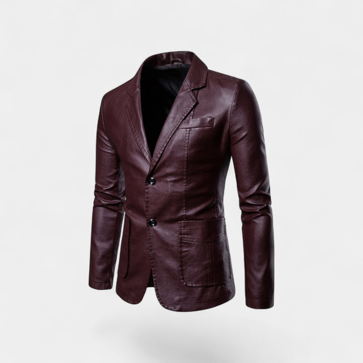 Riche | Herren-Lederblazer – Slim Fit mit geknöpftem Revers