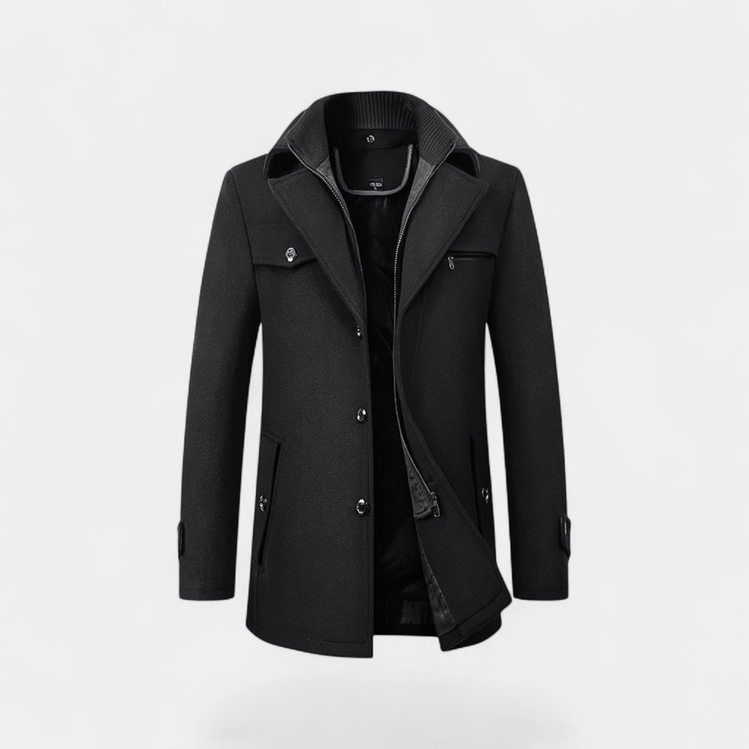 Riche | Manteau Homme en Laine – Fermeture Zippée et Boutonnée Style Classique Moderne