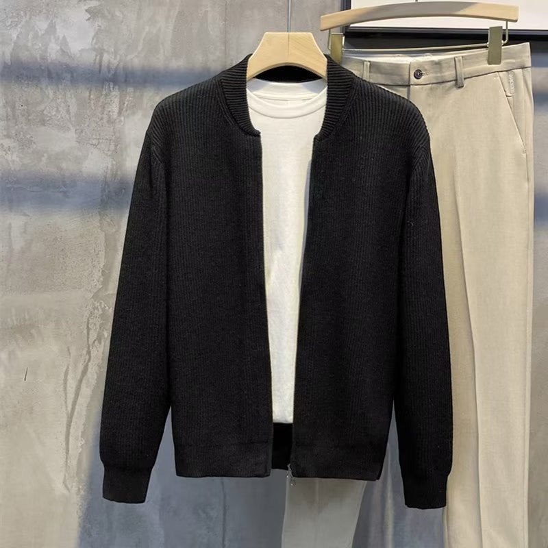 Cardigan til herrer i bomuldsstrikblanding – Afslappet pasform med dobbelt lynlåslukning