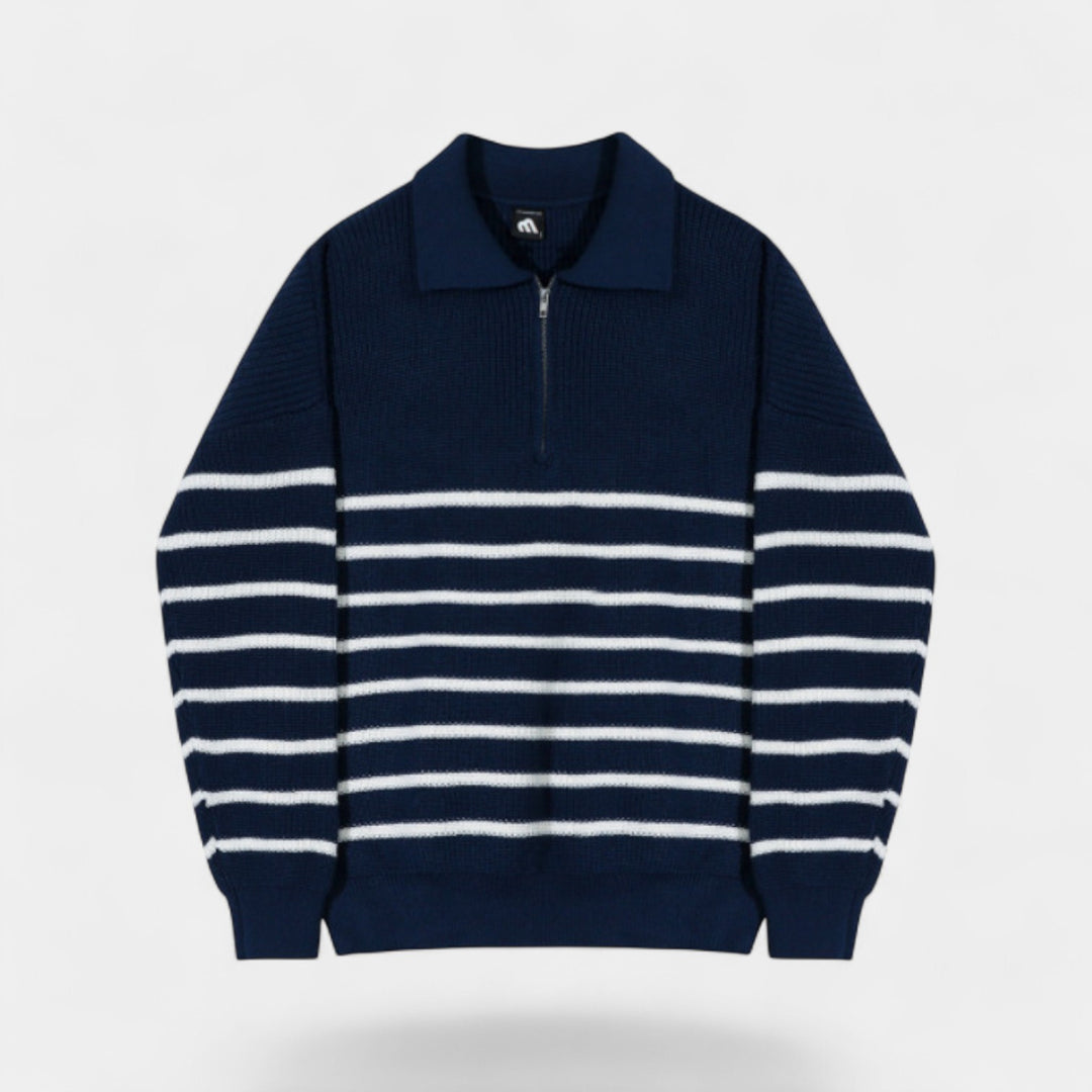 Riche | Men's quarter-zip sweater – Modern striped design