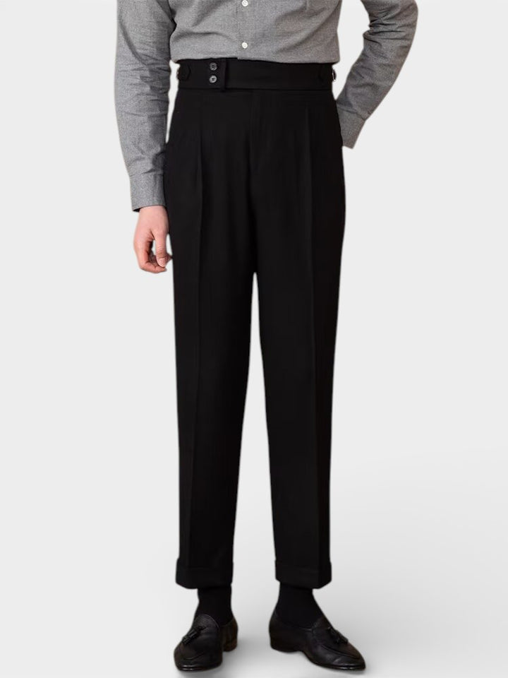 Pantalon de Costume Homme Taille Haute Jambe Droite – Coupe Tailleur | Tissu Structuré