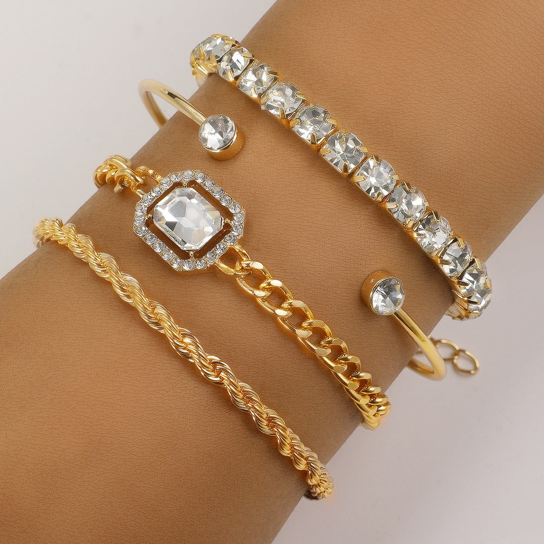 Armband-Set aus Kristall für Damen – 4-teiliges Set im Lagen-Look