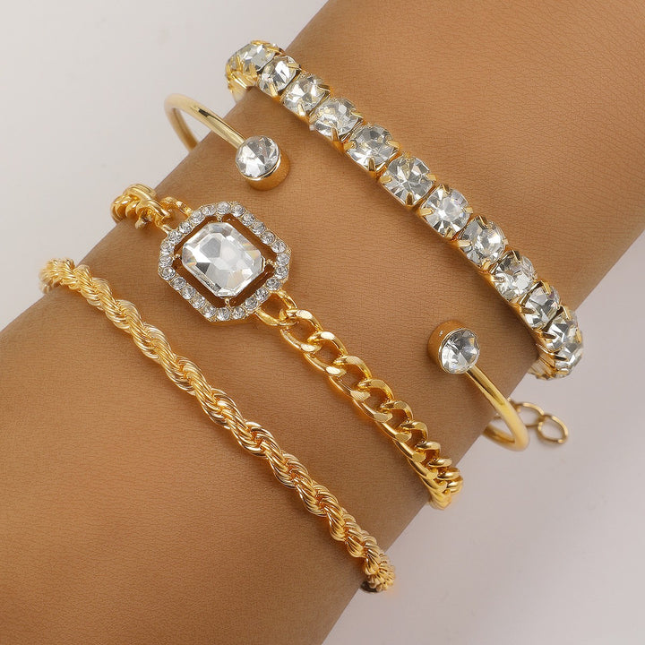 Armband-Set aus Kristall für Damen – 4-teiliges Set im Lagen-Look