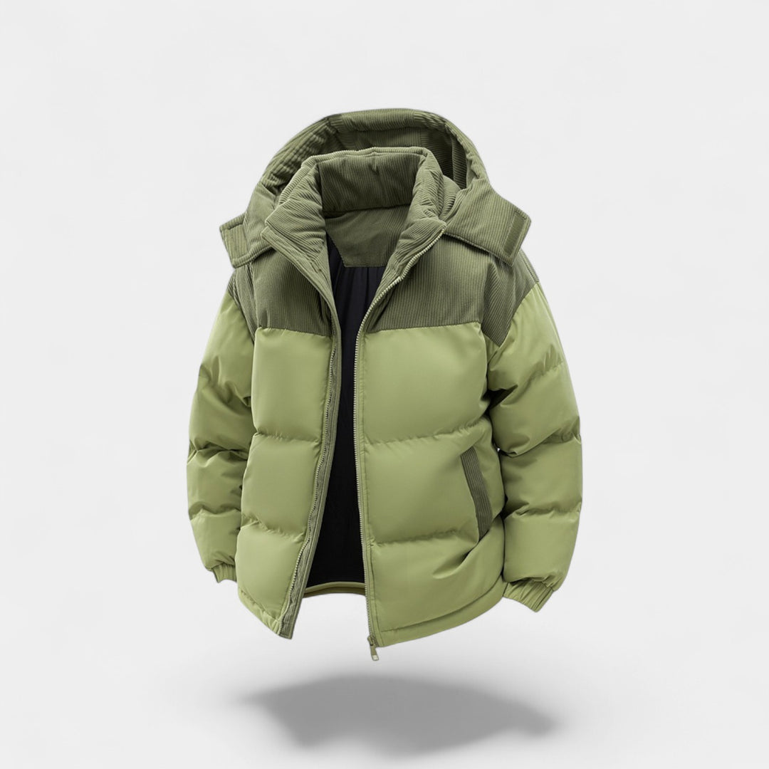 Riche | Herren-Daunenjacke mit abnehmbarer Kapuze aus Baumwolle – dick gefüttert, raffiniert, winterliche Silhouette