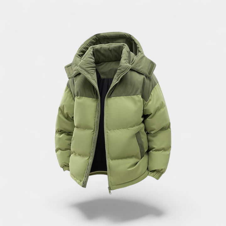 Riche | Herren-Daunenjacke mit abnehmbarer Kapuze aus Baumwolle – dick gefüttert, raffiniert, winterliche Silhouette