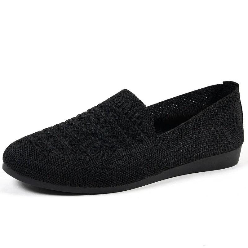 Mocassins Femme Orthopédiques Maille – Enfilage Facile Bout Rond Plat