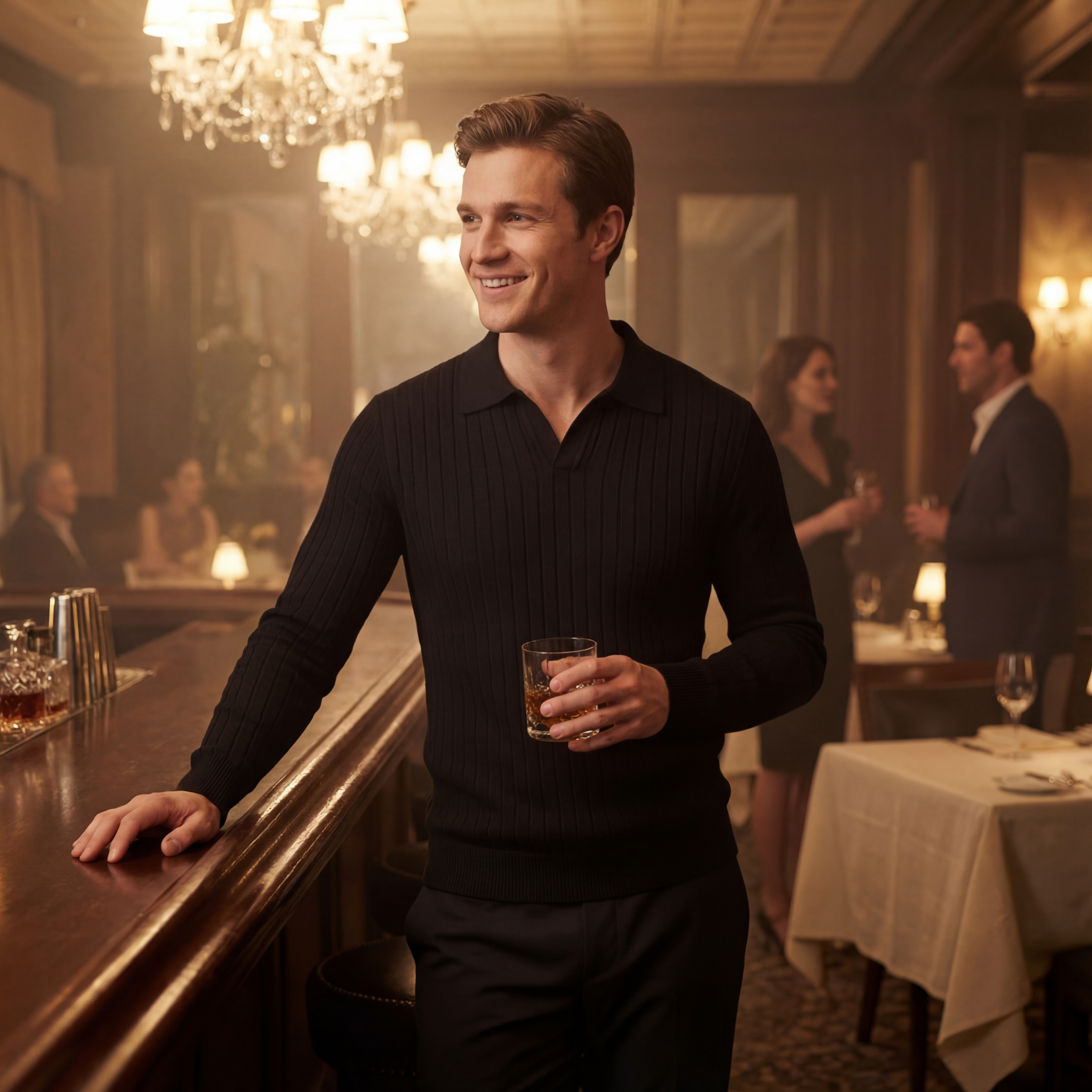 Riche | Polo rayé homme coton manches longues – style coréen minimal