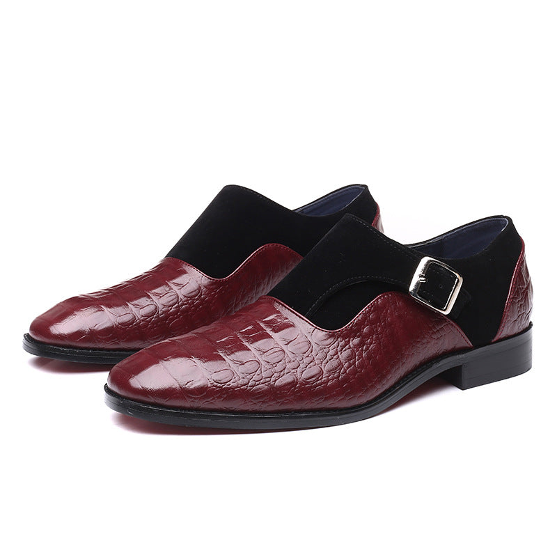 Chaussures Habillées Homme à Bride Moine en Cuir – Bout Carré Gaufré Croco
