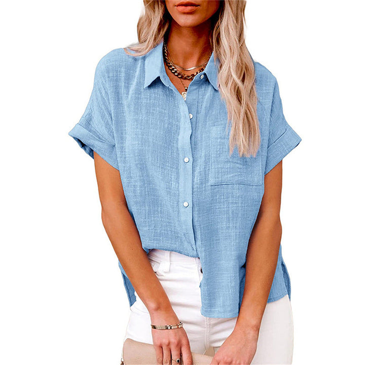 Chemise en Lin à Manches Courtes pour Femme – Coupe Décontractée Boutonnée