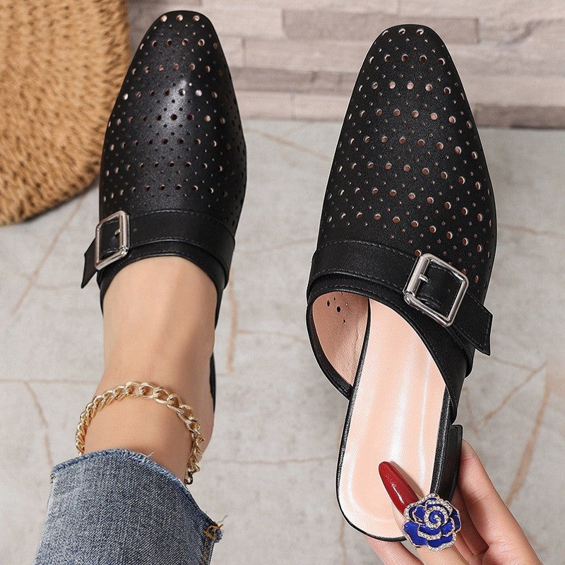 Women's Leather Mules – Single Buckle Strap