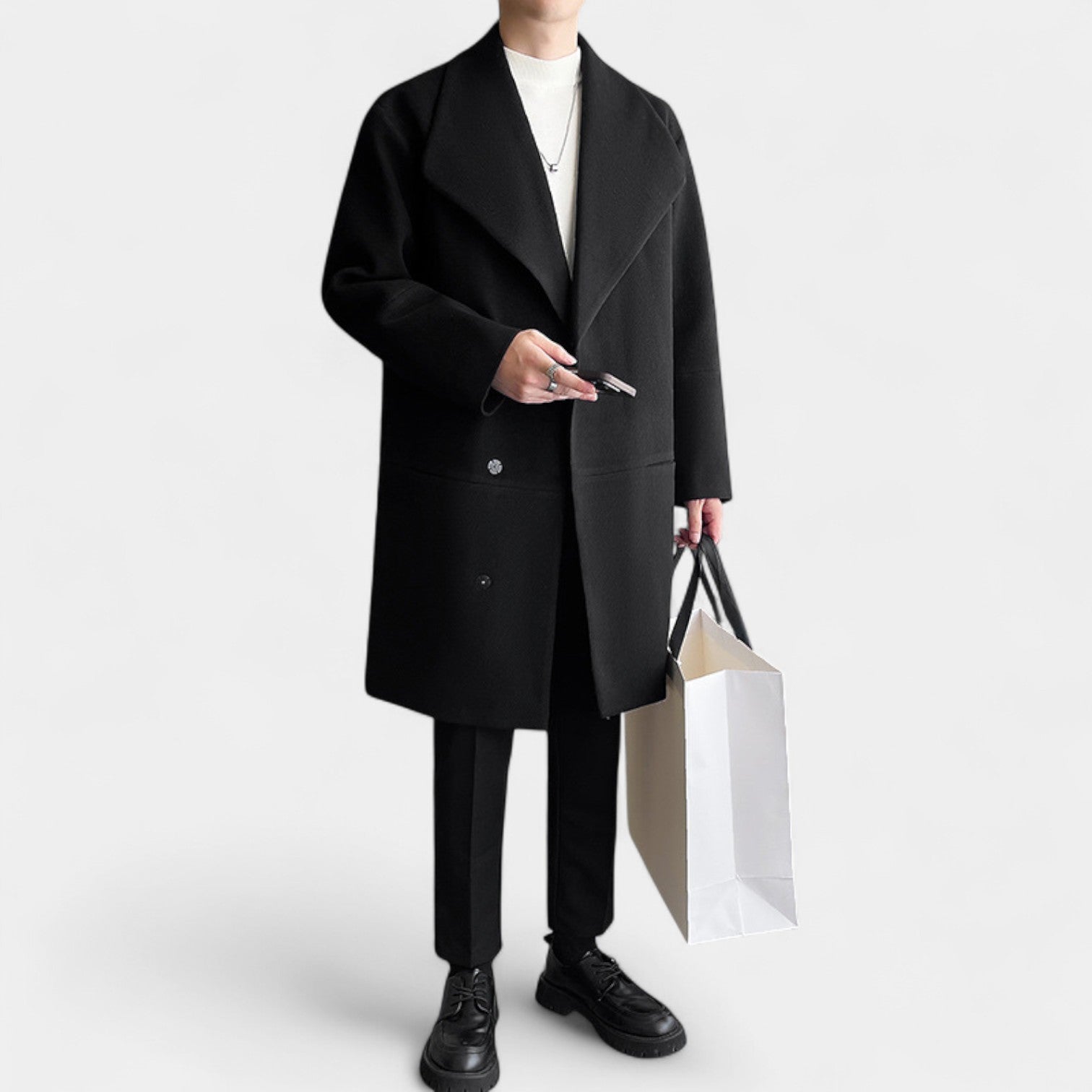 Riche | Manteau homme mi-long en coton et laine