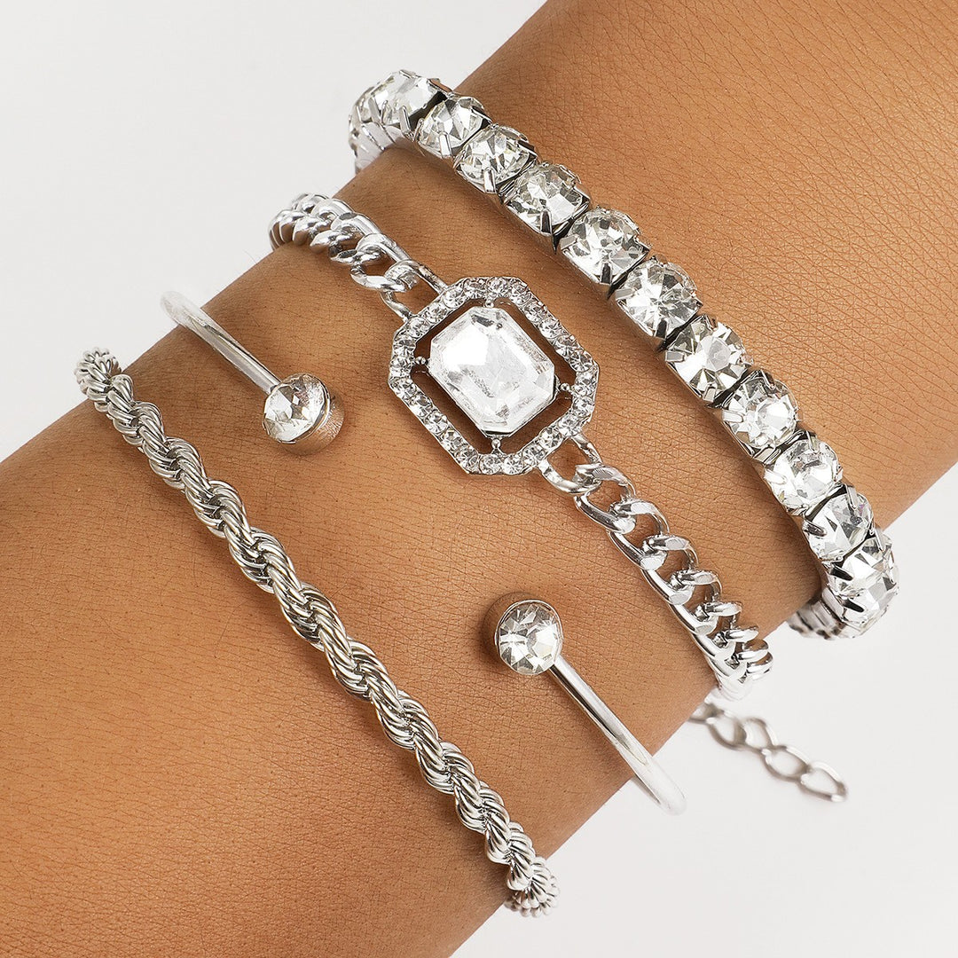 Armband-Set aus Kristall für Damen – 4-teiliges Set im Lagen-Look