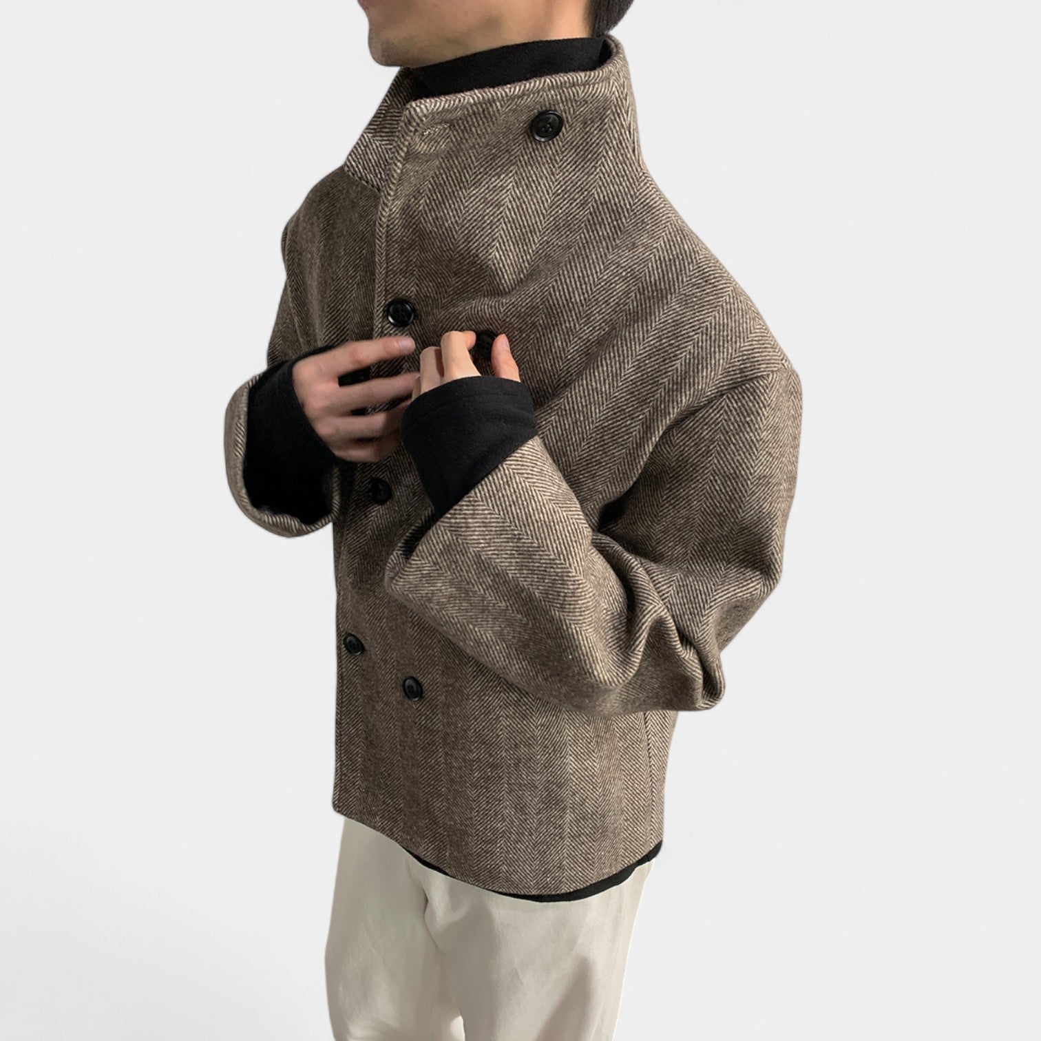 Riche | Trenchcoat homme croisé en laine mélangée – mi-long, raffiné, silhouette intemporelle