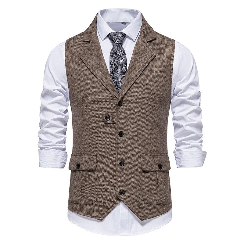Gilet Homme Coton Motif Chevron – Coupe Ajustée Boutonnage Simple
